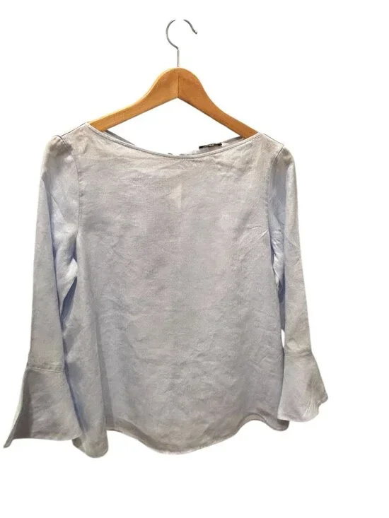 Massimo Dutti Linen Blend Blouse – Light Blue Minimalist Style - Picture 2 of 8